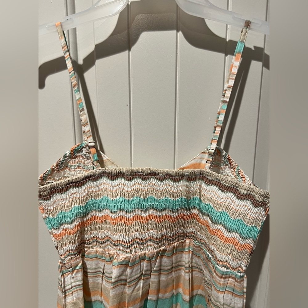 Love & Joy Striped orange, green, cream Button-Down Dress sz XL - Picture 4 of 4